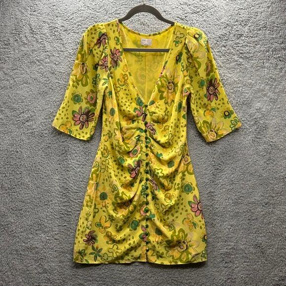 Le Fou Wilfred Women's Size 6 Tango Mini Dress in Firefly Pixie Print 100% Silk - Picture 2 of 12